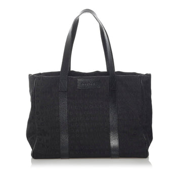 Bvlgari Mania Tote Bag Black Canvas Leather Ladies BVLGARI