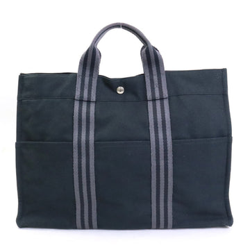 HERMES Handbag Four Toe MM Canvas Black x Gray Unisex 55115f