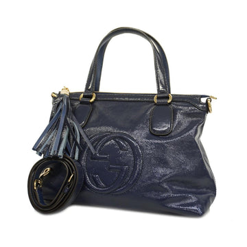 GUCCI Handbag Soho 308362 Enamel Navy Gold Hardware