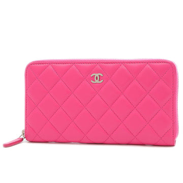 Chanel Matelasse Round Purse Lambskin Pink A50097