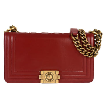 CHANEL Boy  Coco Mark Chain Shoulder Bag No. 15 [manufactured in 2011] Red Leather A67086