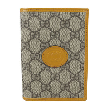 GUCCI Interlocking G Passport Case 724562 GG Supreme Canvas Leather Beige Yellow Notebook Cover