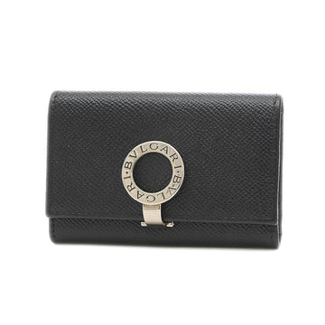 BVLGARI key case 6 leather black silver hardware