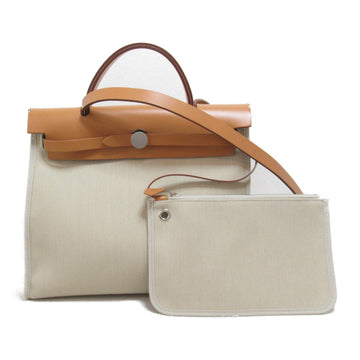 HERMES Herbag.Zip PM Natural Shoulder Bag Beige Natural Tiole H Calfskin [cowhide]