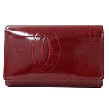 CARTIER Wallet Women's Happy Birthday Folio Patent Leather Bordeaux 150th Anniversary