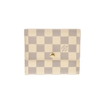 Louis Vuitton Damier Azur Portofeuil Naisse White N63241 Women's Canvas Trifold Wallet