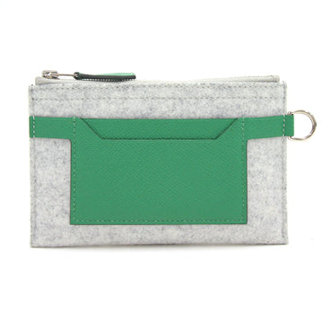 HERMES Pouch Toudou Gray Green Felt Epson C Engraved Manufactured in 2018