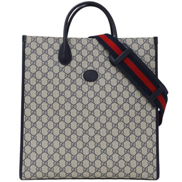 Gucci Bag Ladies Tote Handbag Shoulder 2way Interlocking G GG Supreme 674155 Navy Beige