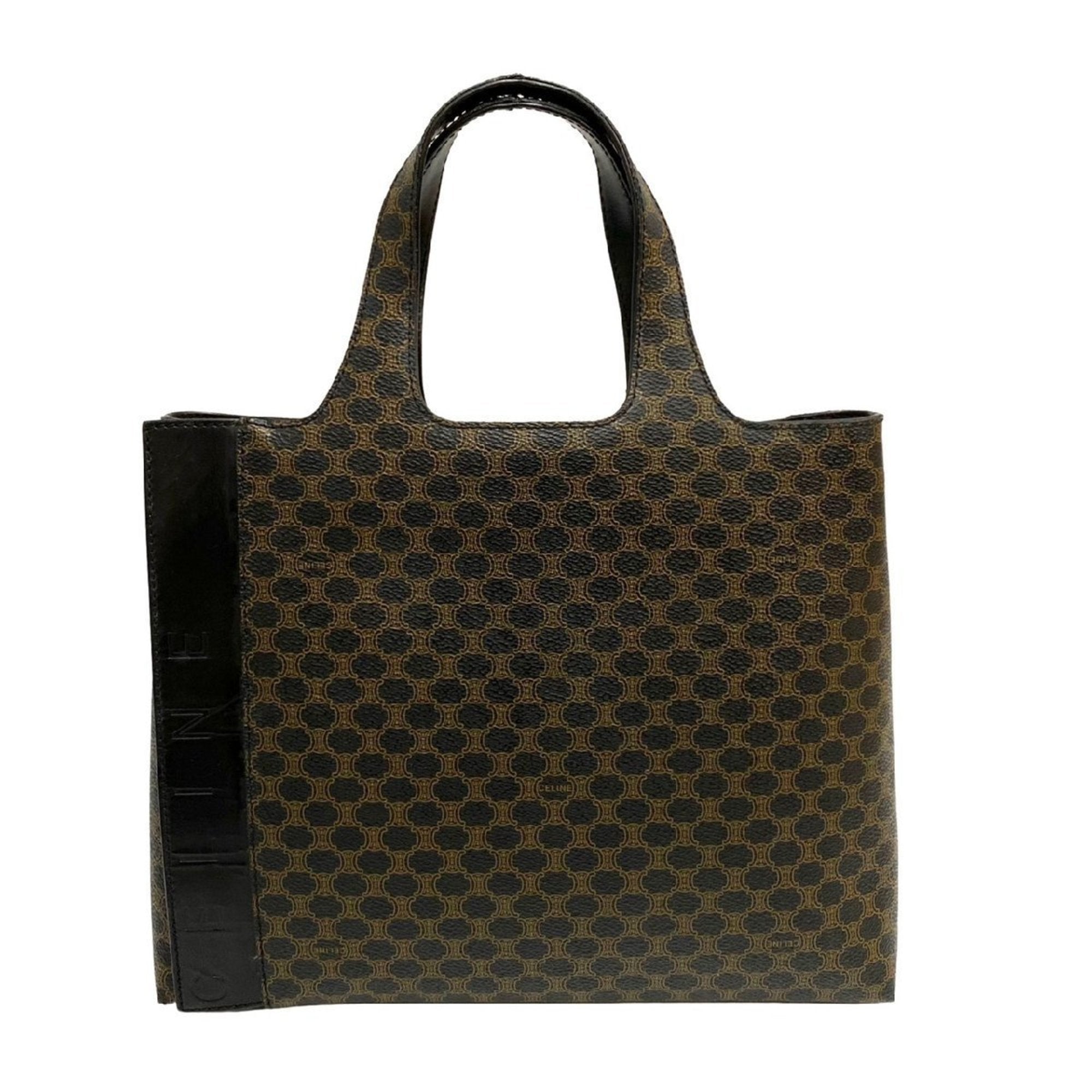 CELINE Vintage Macadam Blason Triomphe Leather Tote Bag