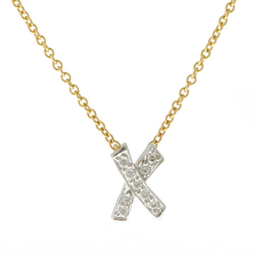 TIFFANY&Co. Kiss necklace 18k gold K18 yellow Pt950 platinum diamond ladies