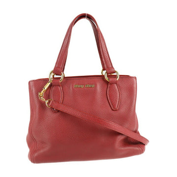 MIU MIU Miu Vitello Caribbean handbag RN0757 leather red 2WAY shoulder bag