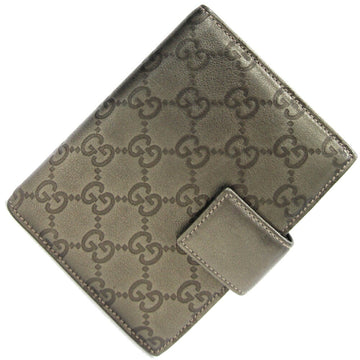 GUCCI Notebook Cover Shima 115240 Metallic Khaki Leather 6 Hole Type GG Men's Women's