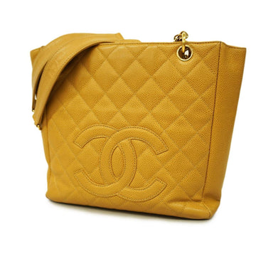 CHANEL Shoulder Bag Matelasse Chain Caviar Skin Beige Gold Hardware Women's
