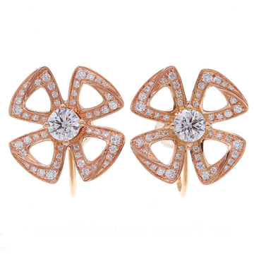 Bvlgari Earrings Fiorever Pave Diamond 355887 PG Pink Gold Ear Stones Flower Women's BVLGARI