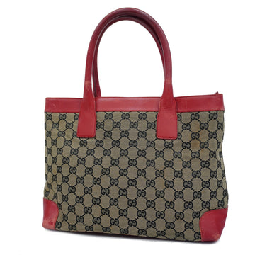 GUCCIAuth  GG Canvas 002 1119 Women's Handbag,Tote Bag Beige,Red Color