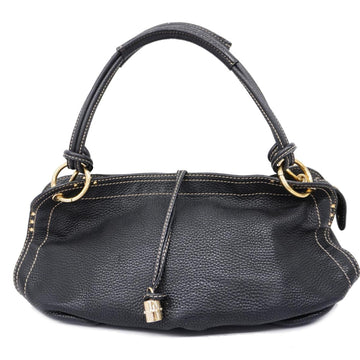 CELINE Shoulder Bag Bittersweet Leather Black Gold Hardware Women's