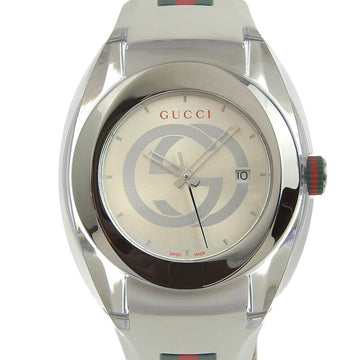 GUCCI Sink 137.1 Stainless Steel x Rubber Quartz Analog Display Men's Silver Dial Watch