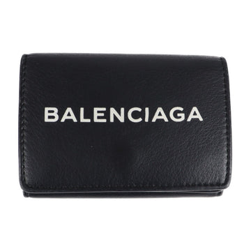 Balenciaga tri-fold wallet 505055 leather black compact