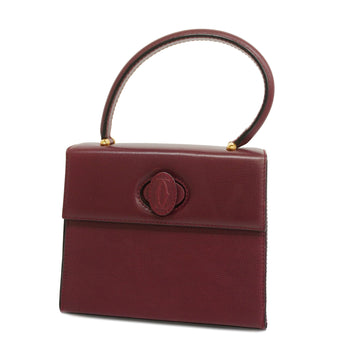 CARTIERAuth  Must Handbag Women's Leather Bordeaux