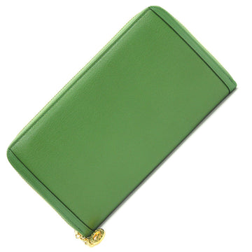 Bvlgari Round Long Wallet Toppiotondo Multi Functional Organizer 25273 Green Goat Leather Men's BVLGARI