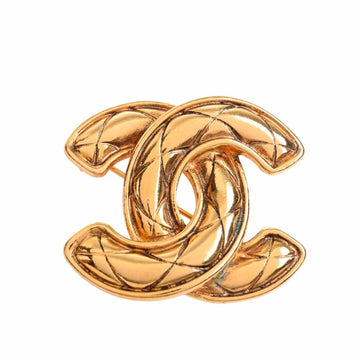 CHANEL Matelasse Coco Mark Brooch Gold Ladies