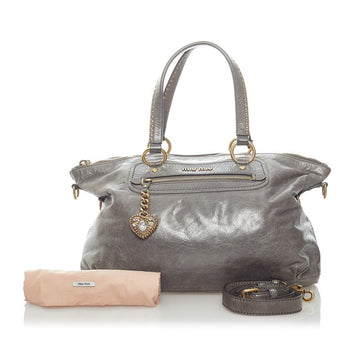 Miu Miu Miu handbag shoulder bag gray leather ladies MIUMIU