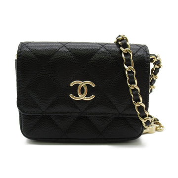 CHANEL waist bag with icon charm Black Caviar Skin [Grained Calf]