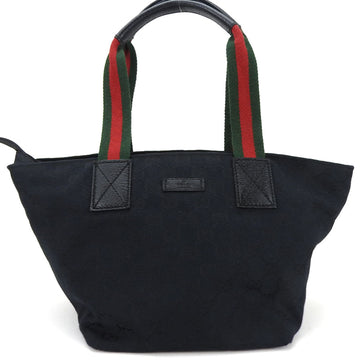 GUCCI tote bag GG canvas Sherry line 131228 black leather unisex ladies men