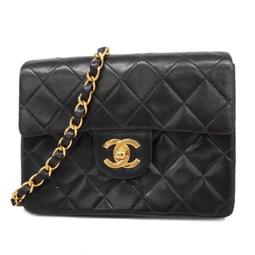 CHANEL Shoulder Bag Matelasse Chain Lambskin Black Women's