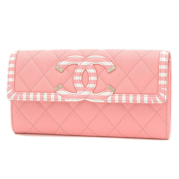 Chanel CC Filigree Coco Mark Border Flap Purse Caviar Skin Pink A84448