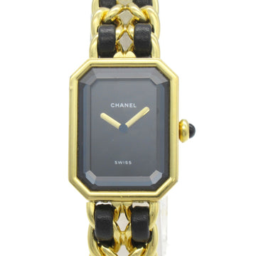 CHANEL Premiere L Wrist Watch Watch Wrist Watch H0001 Quartz Black Gold Plated leather H0001
