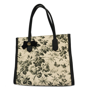 GUCCIAuth  GG Ribbon 432684 Women's Canvas Tote Bag Black,Ivory