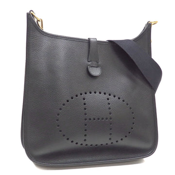 HERMES Evelyn 1 Shoulder Bag Ladies Noir Black Vaux-Epson F stamp Made around 2002  Leather GM