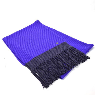 CHANEL muffler purple x blue gray cashmere  ladies