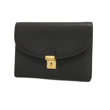 GUCCIAuth  Clutch Bag 018 122 1940 Men,Women,Unisex Leather Black