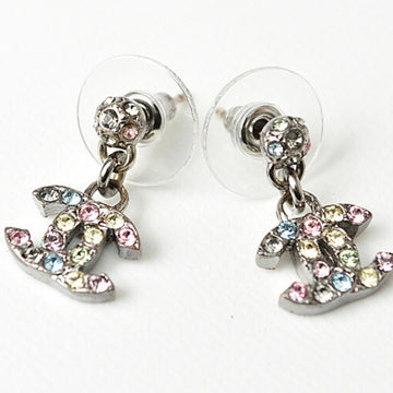 CHANEL earrings  logo CC here mark swing rhinestone multicolor