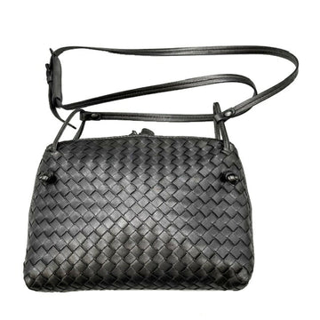 BOTTEGA VENETA Nodini metallic gray leather diagonal shoulder bag pochette 245354
