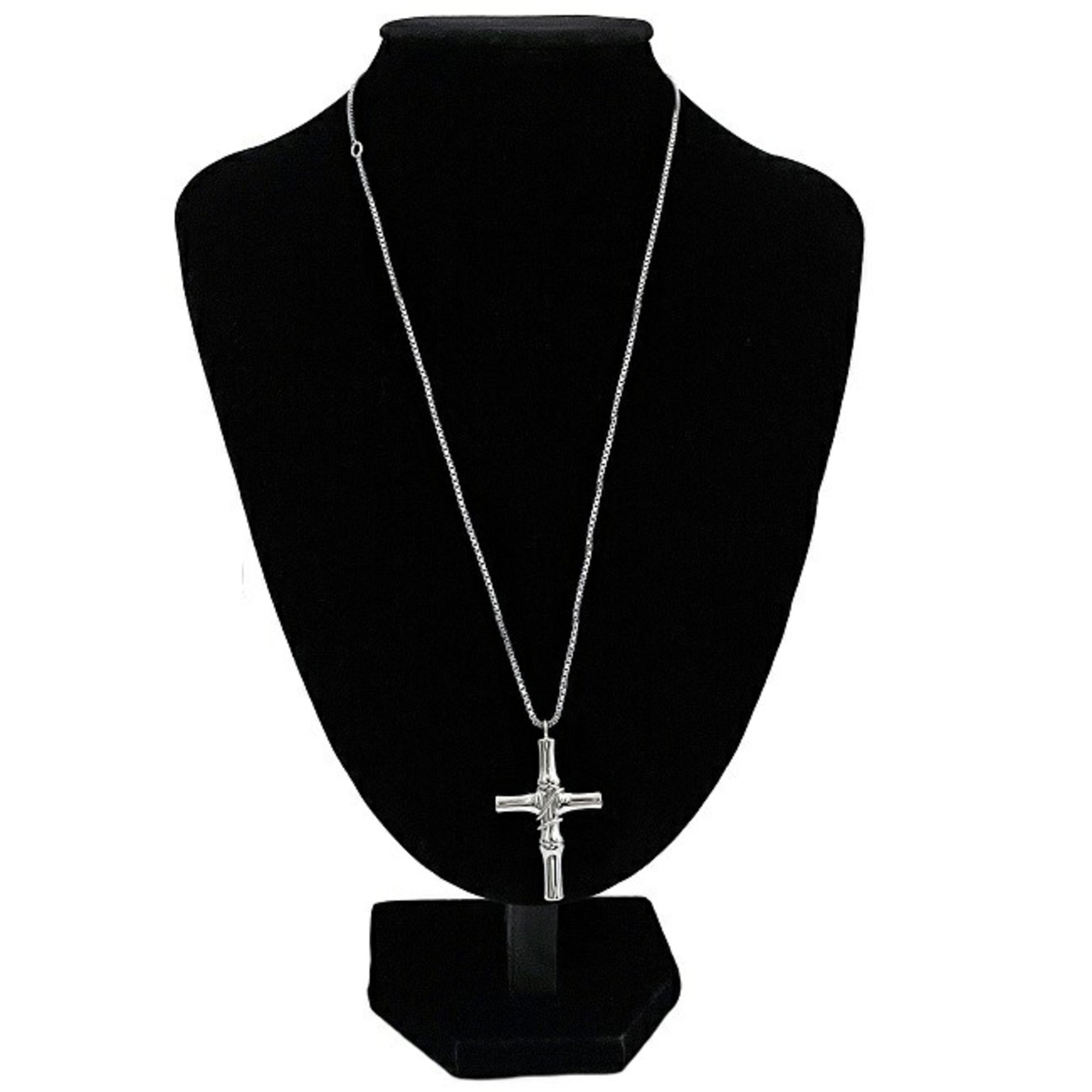 Gucci Cross Necklace Silver Bamboo Ag 925 GUCCI Long Unisex