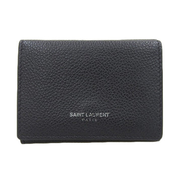 SAINT LAURENT Leather Trifold Wallet 459784 Black Ladies