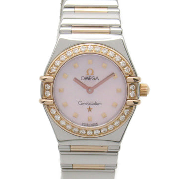 OMEGA Constellation Mini My Choice Diamond Bezel Wrist Watch Watch Wrist Watch 1368.73 Quartz Pink Pink shell K18PG[ 1368.73