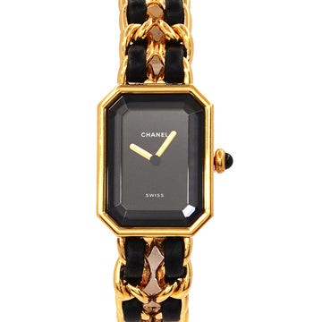 CHANEL Premiere M size H0001 Vintage Ladies Watch Black Dial Gold Quartz