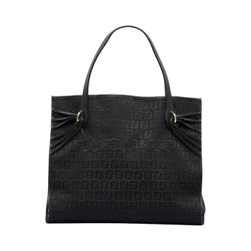FENDI Zucchino Handbag Tote Bag Black Canvas Leather Women's