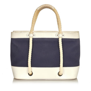 Burberry marine tote bag navy white canvas leather ladies BURBERRY