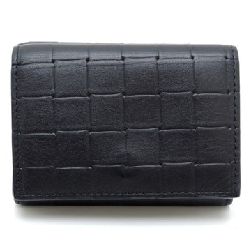 Bottega Veneta Intrecciato Women's Men's Tri-Fold Wallet 592678 Leather Black