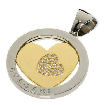 Bvlgari Tondo Heart Diamond Pendant Top K18 Yellow Gold / Steel Ladies BVLGARI