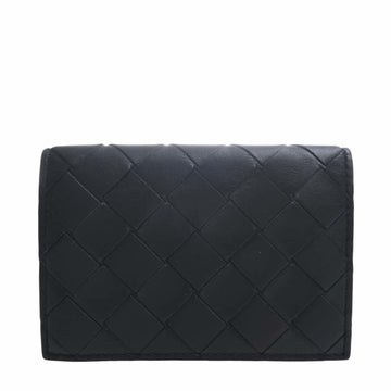 BOTTEGA VENETA Intrecciato Leather Bifold Business Card Holder Case Black Ladies