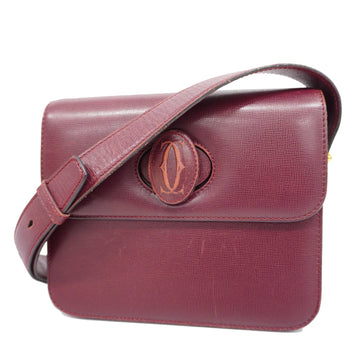 CARTIERAuth  Must Shoulder Bag Women's Leather Shoulder Bag Bordeaux
