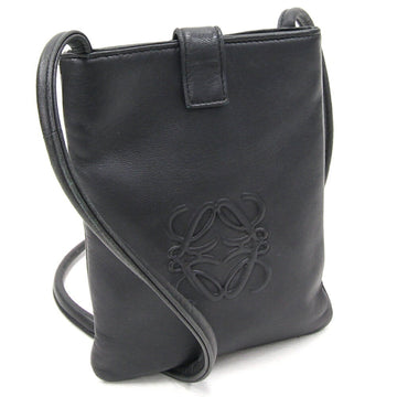 LOEWE Shoulder Bag Anagram Black Leather Women's Pochette Sacoche