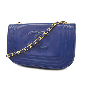 Chanel shoulder bag chain shoulder lambskin blue gold metal