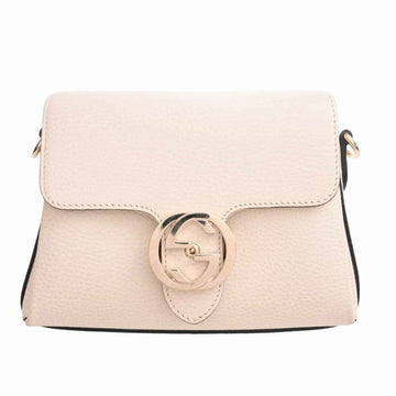 GUCCI Interlocking G Leather Chain Shoulder Bag 607720 Ivory Ladies